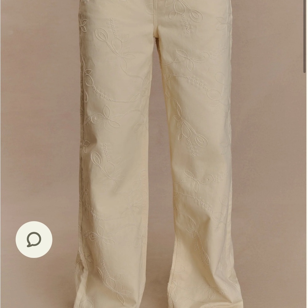 Meshki Cream Embroidered Pants